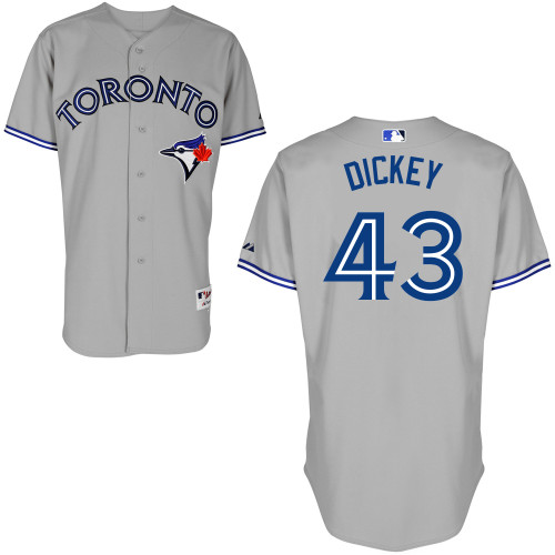 R-A Dickey #43 MLB Jersey-Toronto Blue Jays Men's Authentic Road Gray Cool Base Baseball Jersey